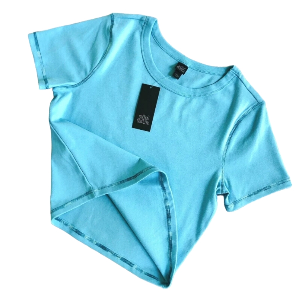 Aqua Blue Crop T-Shirt